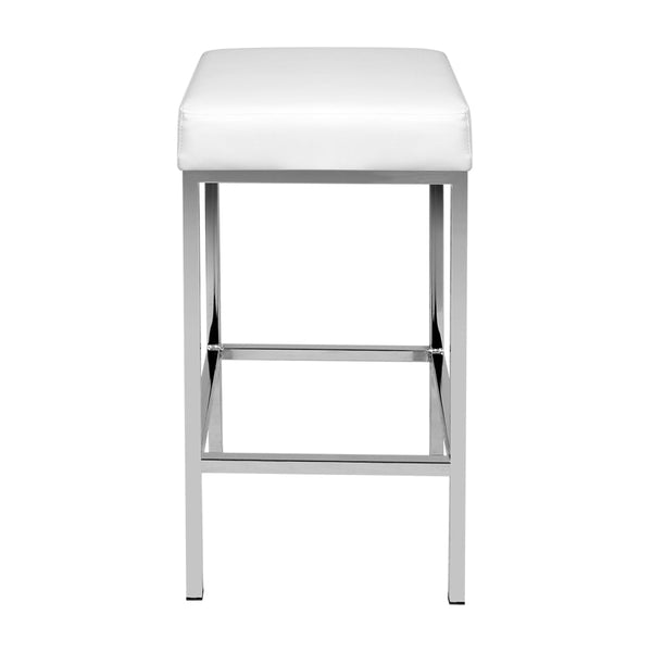 Benches Bar Stools Artiss Set Of 2 Pu Leather Backless Bar Stools White And Chrome