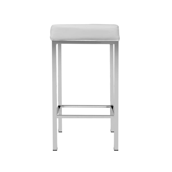 Benches Bar Stools Artiss Set Of 2 Pu Leather Backless Bar Stools White And Chrome