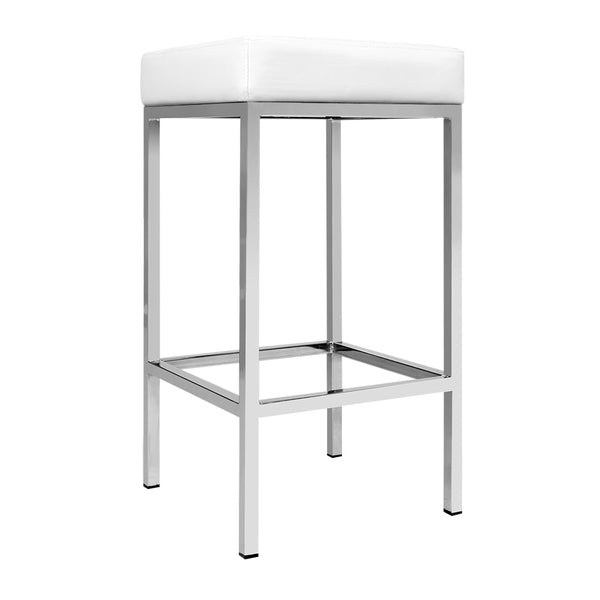 Benches Bar Stools Artiss Set Of 2 Pu Leather Backless Bar Stools White And Chrome