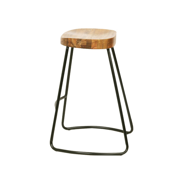 Benches Bar Stools Artiss Set Of 4 Elm Wood Backless Bar Stools 75Cm Black And Light Natural