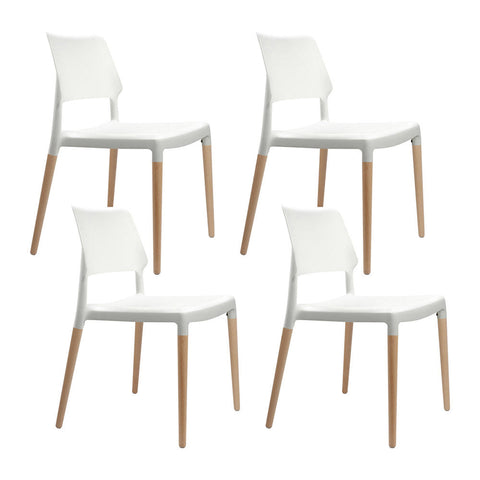 Dining Chairs Artiss Set Of 4 Wooden Stackable White