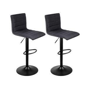 Benches Bar Stools Artiss Set Of 2 Faux Linen Bar Stools Black