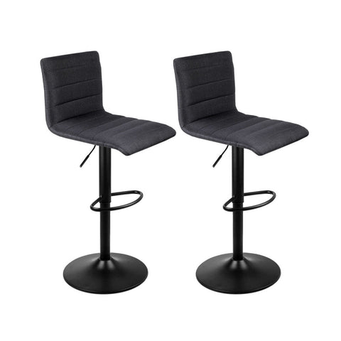 Artiss Set Of 2 Faux Linen Bar Stools - Black