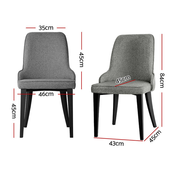 Dining Chairs Artiss Set Of 2 Fabric Grey