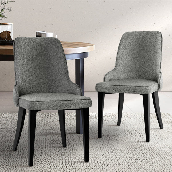 Dining Chairs Artiss Set Of 2 Fabric Grey