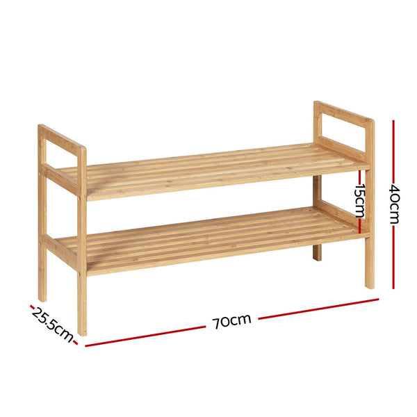 Shoe Racks Artiss Shoe Rack Bamboo Storage Cabinet 2 Tiers Portable Organizer Shelf Pine