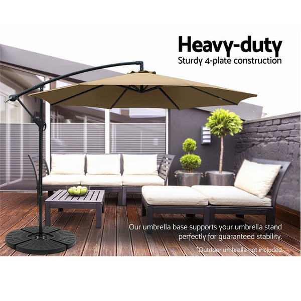 Umbrella Accessories Instahut Outdoor Umbrella Stand 4 X Base Pod Plate Sand/Water Patio Cantilever Fanshaped