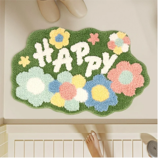 Bath Mats, Rugs & Toilet Covers Bathroom Rugs Non Slip Soft Microfiber Mat Extra Water Absorbent Floral Shower Floor Carpet