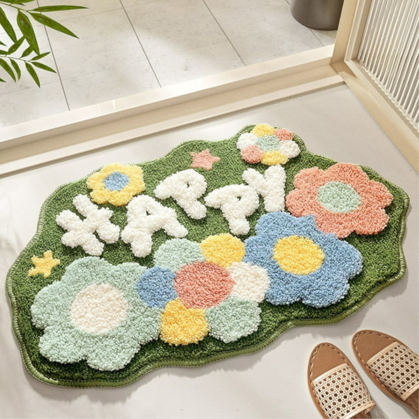 Bath Mats, Rugs & Toilet Covers Bathroom Rugs Non Slip Soft Microfiber Mat Extra Water Absorbent Floral Shower Floor Carpet