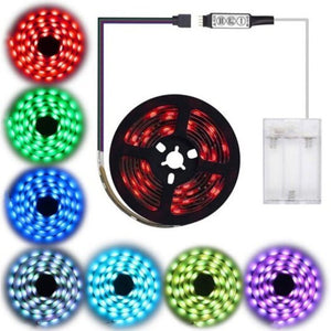 String Lights Battery Power 5050 Rgb Waterproof Background Strip Light 30 Leds Per Meter With Key Controller Black 1M