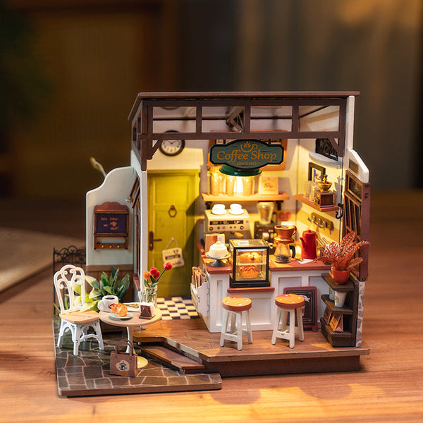 Puzzles Rolife No.17 Cafe Miniature House Kit Dg162 3D Wooden Building Toys Gifts