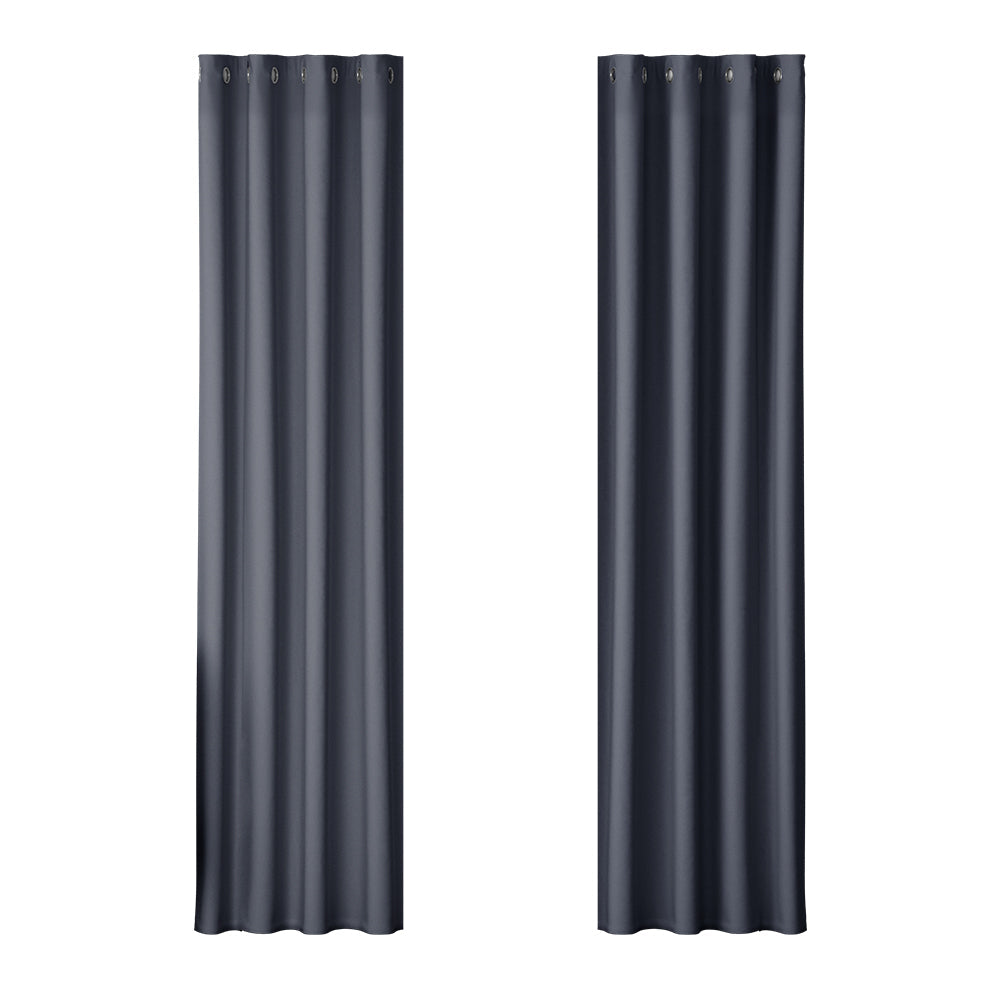 Curtains & Drapes Artiss 2X Blockout Curtains Blackout Window Eyelet 140X230cm Charcoal