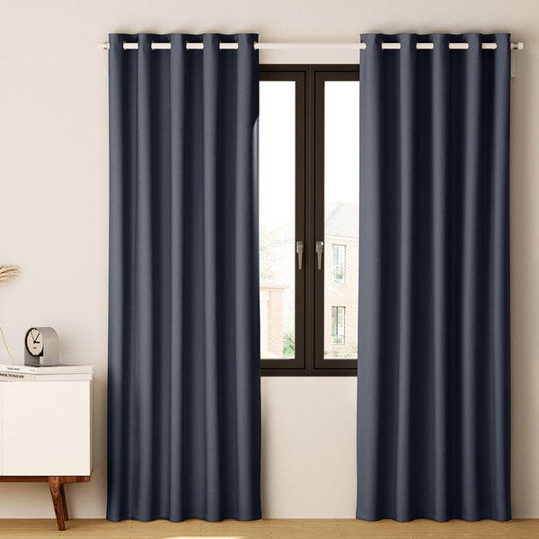 Curtains & Drapes Artiss 2X Blockout Curtains Blackout Window Eyelet 140X230cm Charcoal