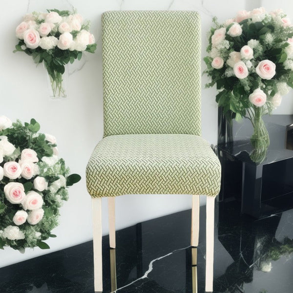 Slipcovers Chair Cover Cypress Green Small Knitted Design Anti Dirt Elastic Dining Room Kitchen Wedding Hotel Banquet Restaurant