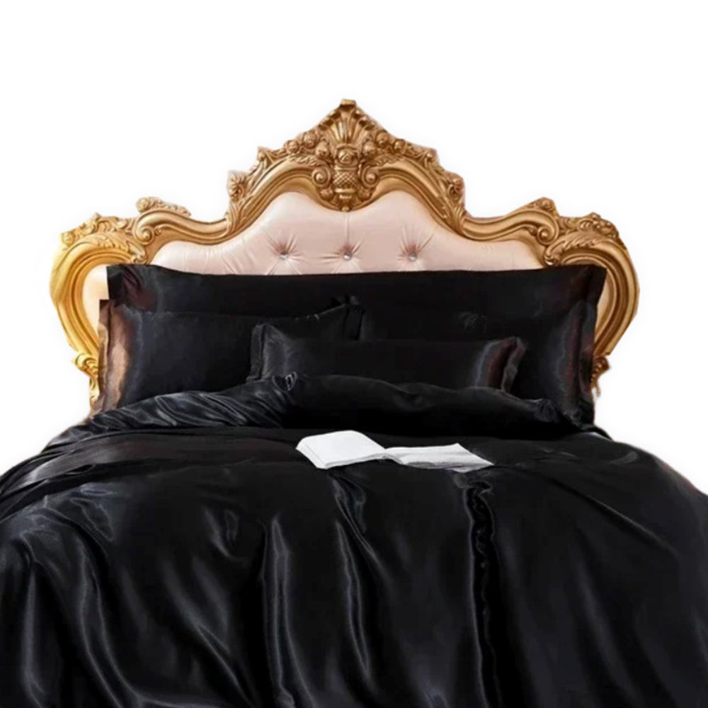 Other Bedding Beddings Black Eu Double Size Satin Smooth Duvet Cover Set Luxury Polyester