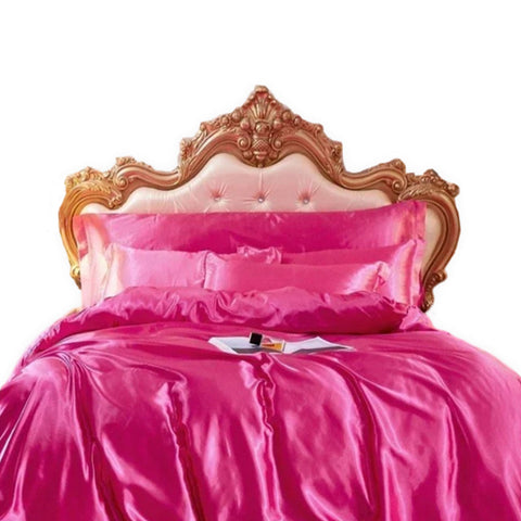 Quilt Covers Beddings Hot Pink Au Queen Size 3 Pcs Satin Duvet Cover Set Polyester