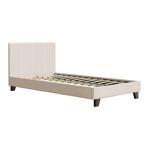 King Single Bed Frames Artiss Bed Frame King Single Size Boucle Fabric Mattress Base Platform Wooden