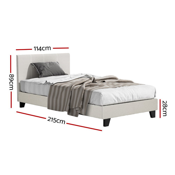 King Single Bed Frames Artiss Bed Frame King Single Size Boucle Fabric Mattress Base Platform Wooden