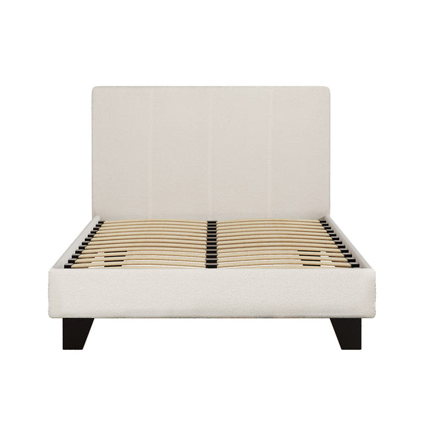 King Single Bed Frames Artiss Bed Frame King Single Size Boucle Fabric Mattress Base Platform Wooden