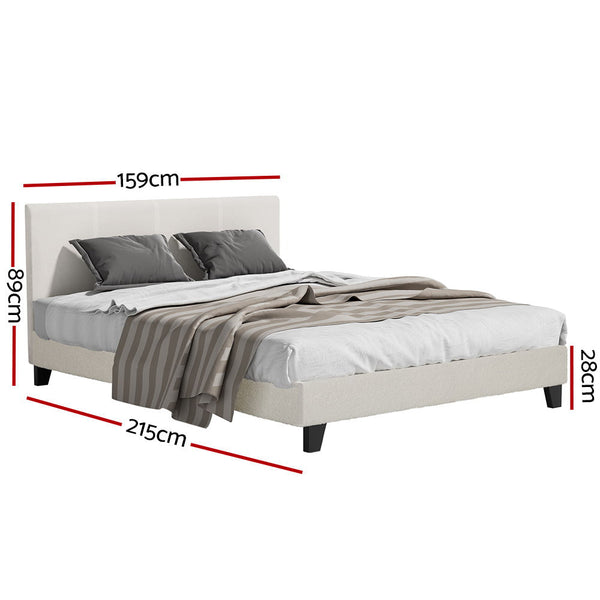 Queen Bed Frames Artiss Bed Frame Queen Size Boucle Fabric Mattress Base Platform Wooden