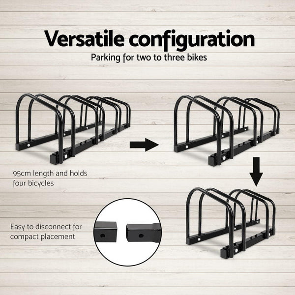 Bicycle Stands & Storage Giantz Weisshorn 4 Bike Stand Floor Bicycle Storage Black