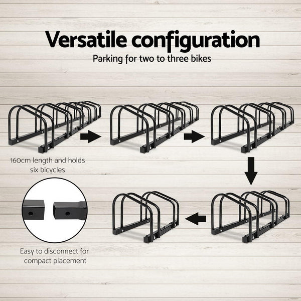 Bicycle Stands & Storage Giantz Weisshorn 6 Bike Stand Floor Bicycle Storage Black