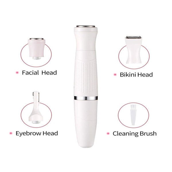 Bikini Trimmer For Women 3 In 1 Electric Ladies Shaver Facial Hair Painless Removal Eyebrow Waterproof Razo White