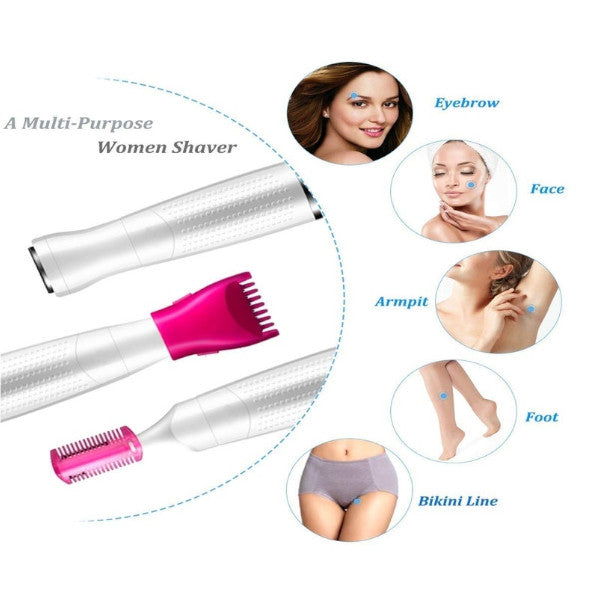 Bikini Trimmer For Women 3 In 1 Electric Ladies Shaver Facial Hair Painless Removal Eyebrow Waterproof Razo White