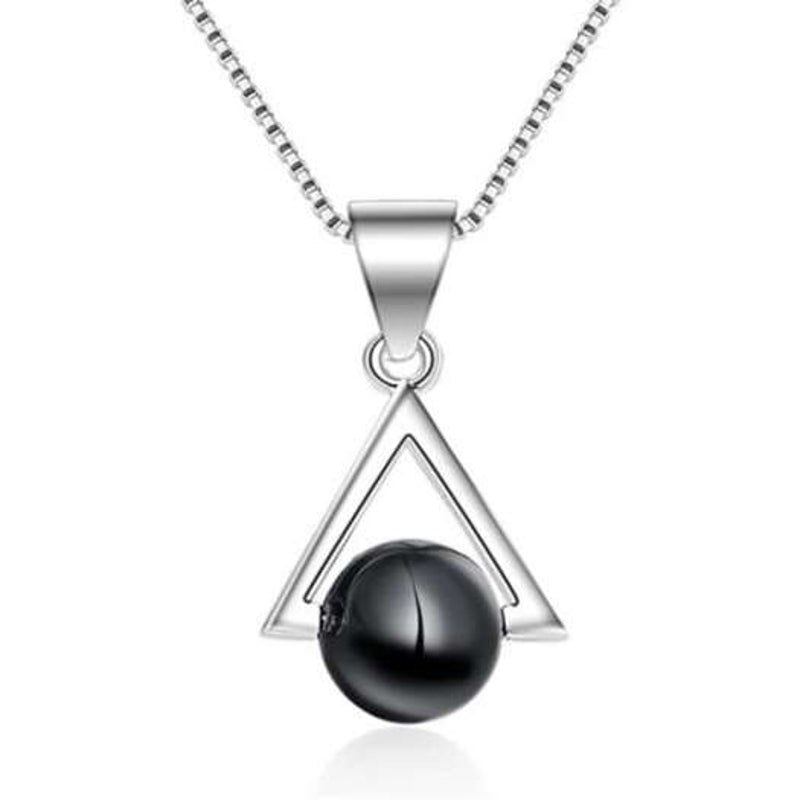 Necklaces & Pendants Black Agate Simple Elegant Triangular Necklace Pendant 211Cm