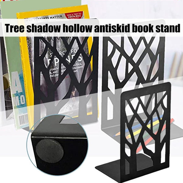 Bookends Black Metal Non Slip Bookend Bracket Heavy End Office Stopper Desk Organizer Holder Accessories