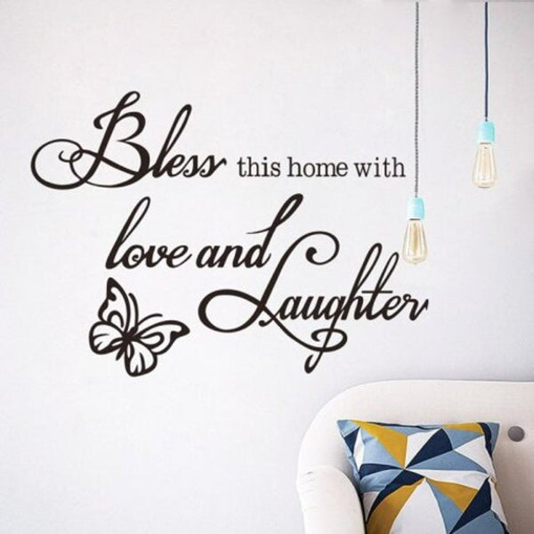 Wall Stickers Butterfly Proverbs Removable Love And Laugh Decoration Wall Sticker Bedroom