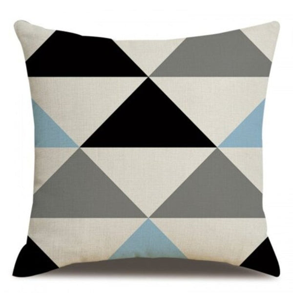 Cushions & Decorative Pillows Blue Geometric Linen Pillowcase Cushion Cover 45 X 45Cm Multi H