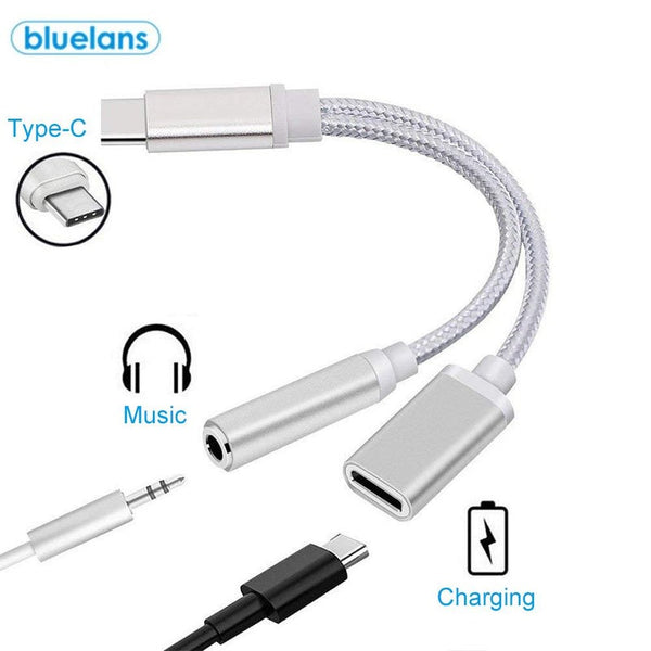 2 In 1 Type C To 3.5 Mm Charger Headphone Audio Jack Usb Aux Connector Cable Adapter For Mobile Phone