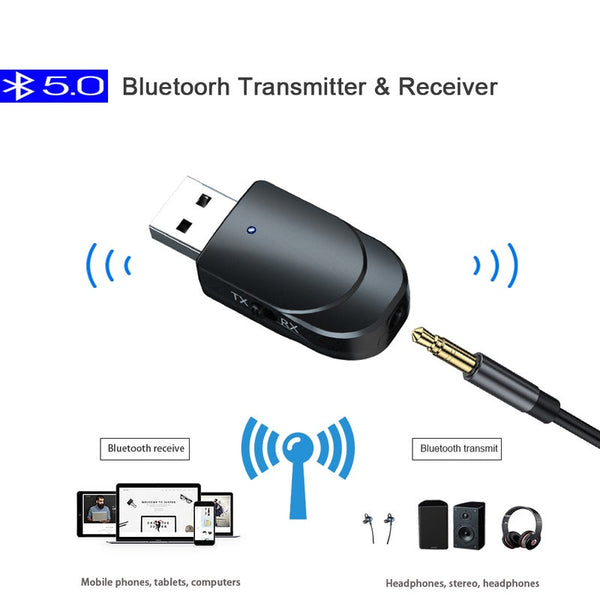 USB Bluetooth Adapters/Dongles Bluetooth 5.0 Receiver Transmitter 2 In 1 Mini Stereo Audio Aux Rca Usb 3.5Mm Jack For Tv Pc Car Kit Wireless Adapter