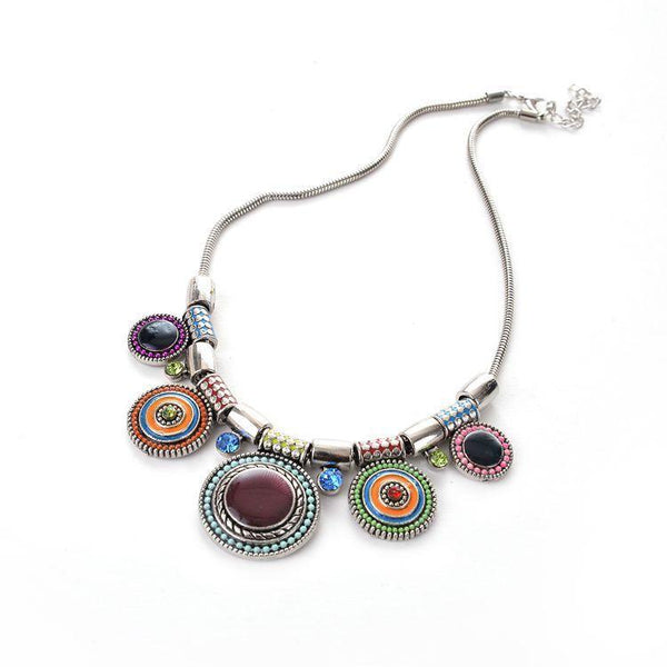 Necklaces Bohemia Vintage Metal Enamel Statement Women Multicolor Pendants Jewellery Collar For Gift Party Colourful