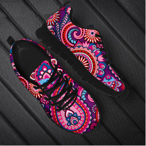 Boho Flower Printed Casual Lace Up Sneakers For Women