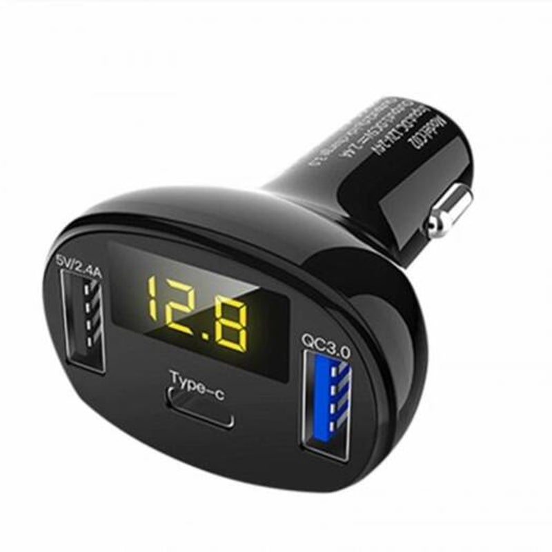 Type-C Usb Fast Quick Car Charger Voltmeter Battery Capacity Indicator