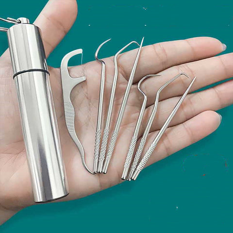Stainless Steel Toothpick 304 Household Portable Cleaning Tool Set 7Pcs