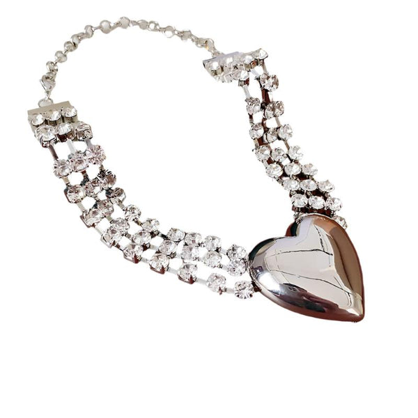 Necklaces & Pendants Fashionable Multi Layer Heart Crystal Inlaid Necklace Luxury Choker Jewelry