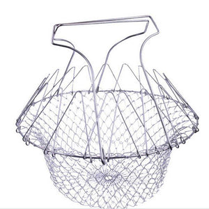 Steamers Foldable Multifunctional Steaming Rinsing Frying Chef Basket Strainer