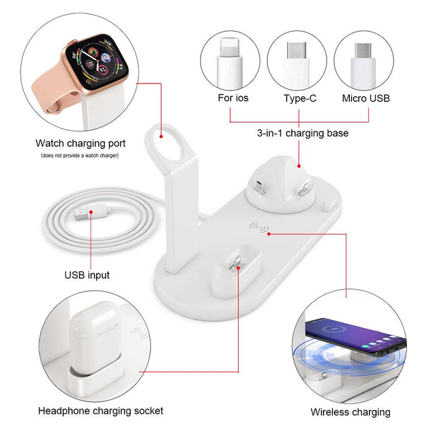 Chargers & Cradles 4 In 1 Wireless Charging Dock Station For Apple Watch Iphone X Xs Xr Max 11 Pro 8 Airpods 10W Qi Fast Charger Stand Holder