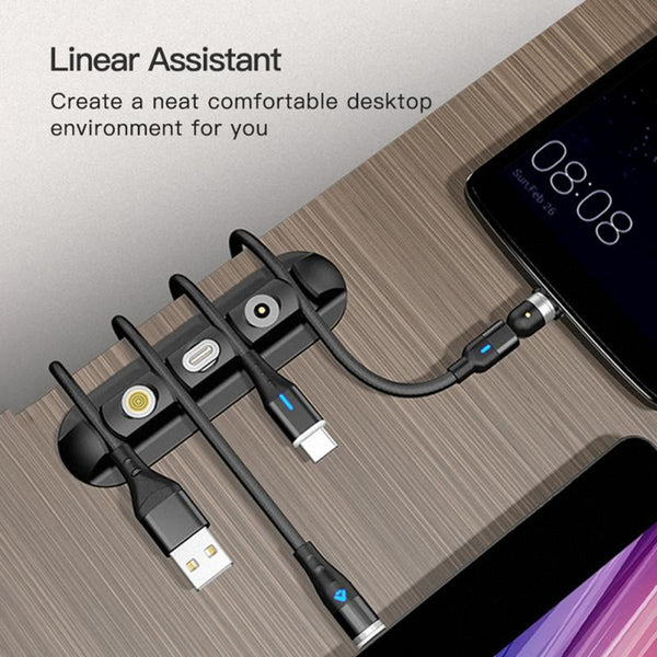 Cable Ties & Organisers Magnetic Cable Management Organizer Holder Silicone Flexible Desktop Clips