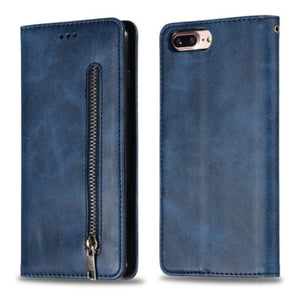 Cases Covers & Skins Calf Texture Zipper Magnetic Horizontal Flip Pu Leather Case For Iphone 8 / 7 With Wallet And Holder Card Slots (Blue)