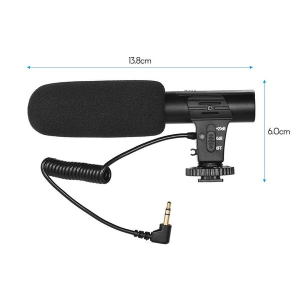 Microphones Camera Video Recording Microphone Super Cardioid Pickup Black