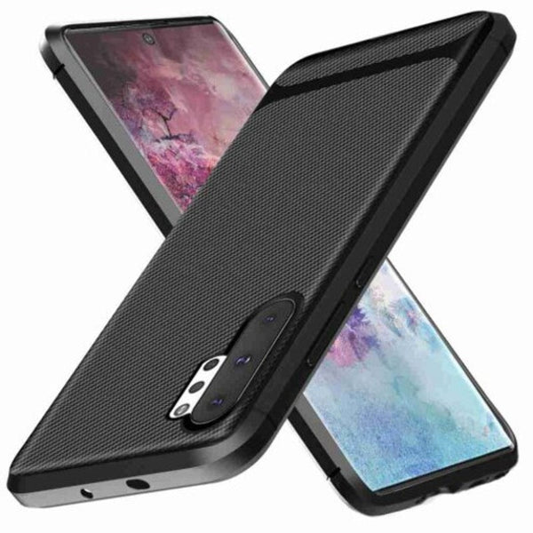 Carbon Fiber Tpu Solid Color Phone Case For Note 10 Plus Black