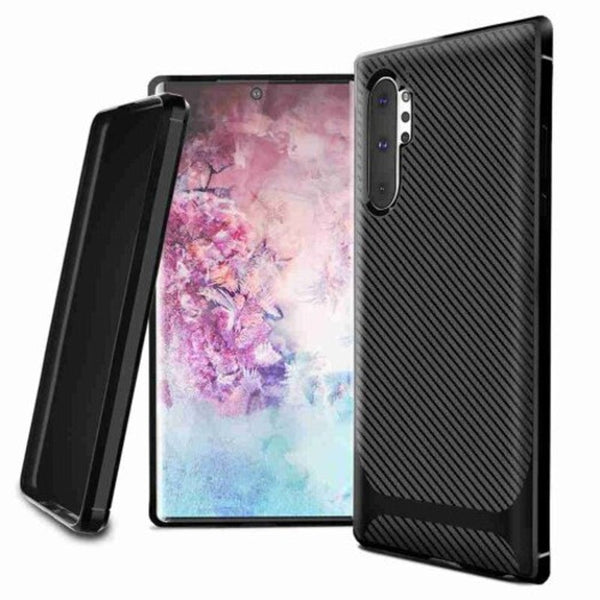 Carbon Fiber Tpu Solid Color Phone Case For Note 10 Plus Black