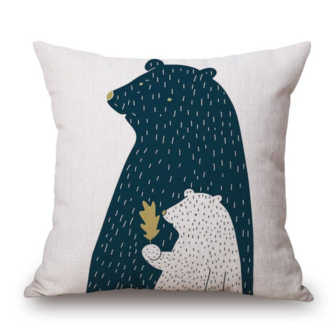 Cushions & Decorative Pillows Cartoon Bear On Cotton Linen Pillow Cover