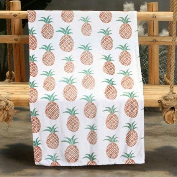 Blankets Cartoon Pineapple Pattern Double Sided Flannel Home Nap Warm Blanket Multi W27.6 X L39.4 Inch