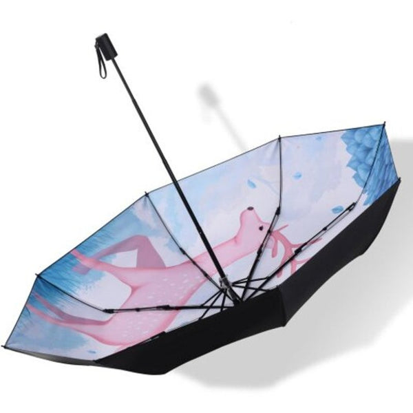 Umbrellas Cartoon Print Deer Anti Uv Folding Outdoor Umbrella Multi B