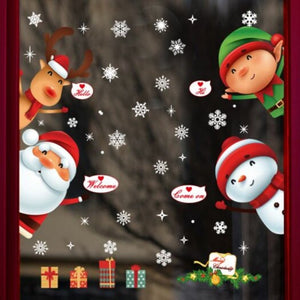 Seasonal Decorations Cartoon Santa Claus Wall Stickers Multi